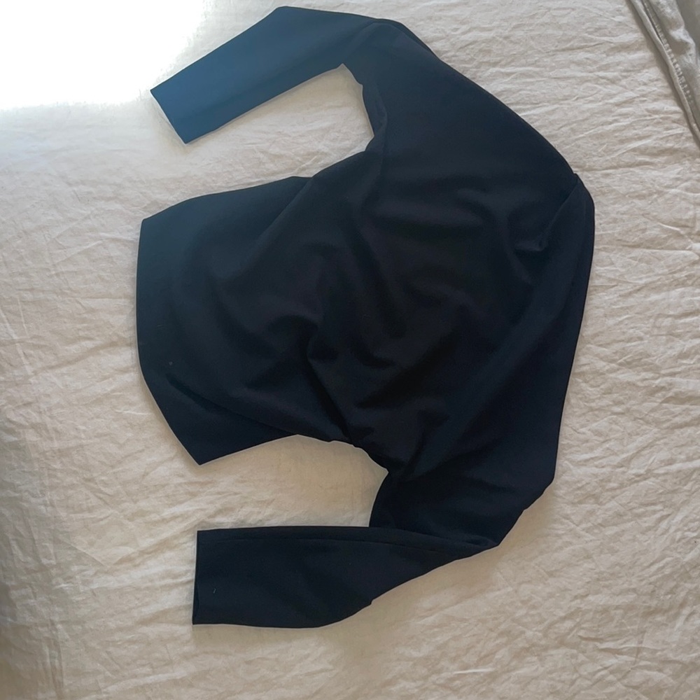 Zara asymmetric exposed shoulder with ruching on one side